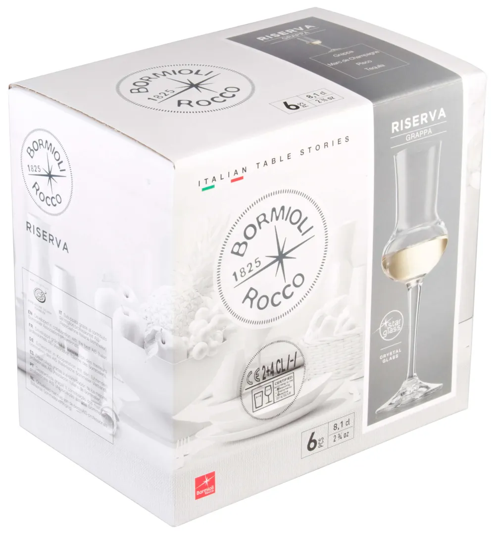 Barstuff Grappaglas Riserva, Bormioli Rocco - 80ml, 2+4cl Eiche (6 Stk.)