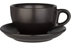 Barstuff Kaffeetasse & Untertasse Barista, Porzellan schwarz - 260ml (je 12 Stk.)