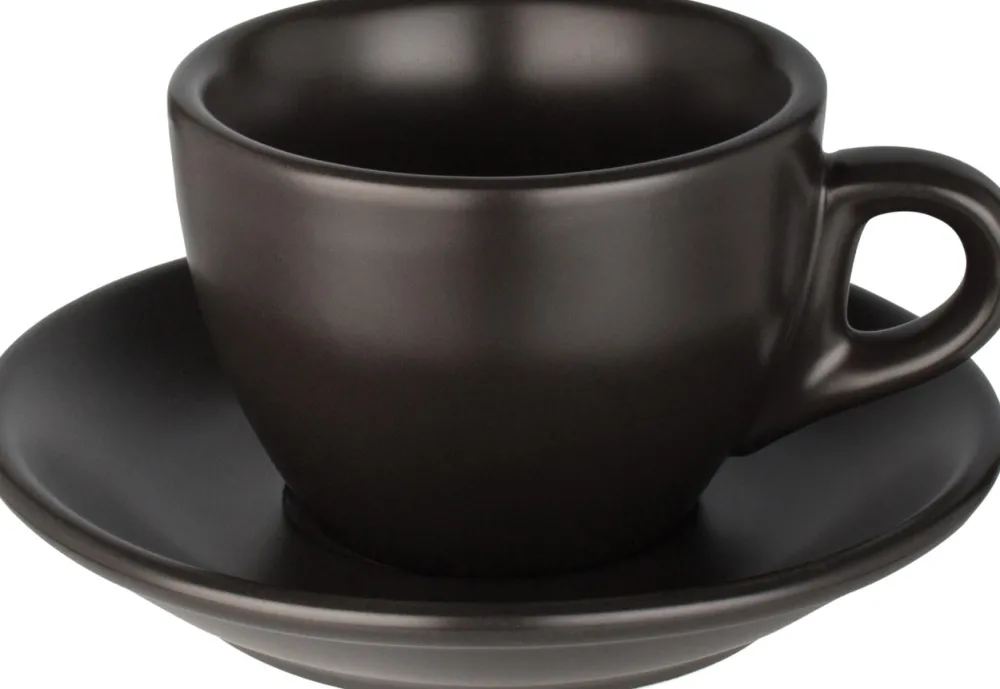 Barstuff Kaffeetasse & Untertasse Barista, Porzellan schwarz - 160ml (12 Sets)