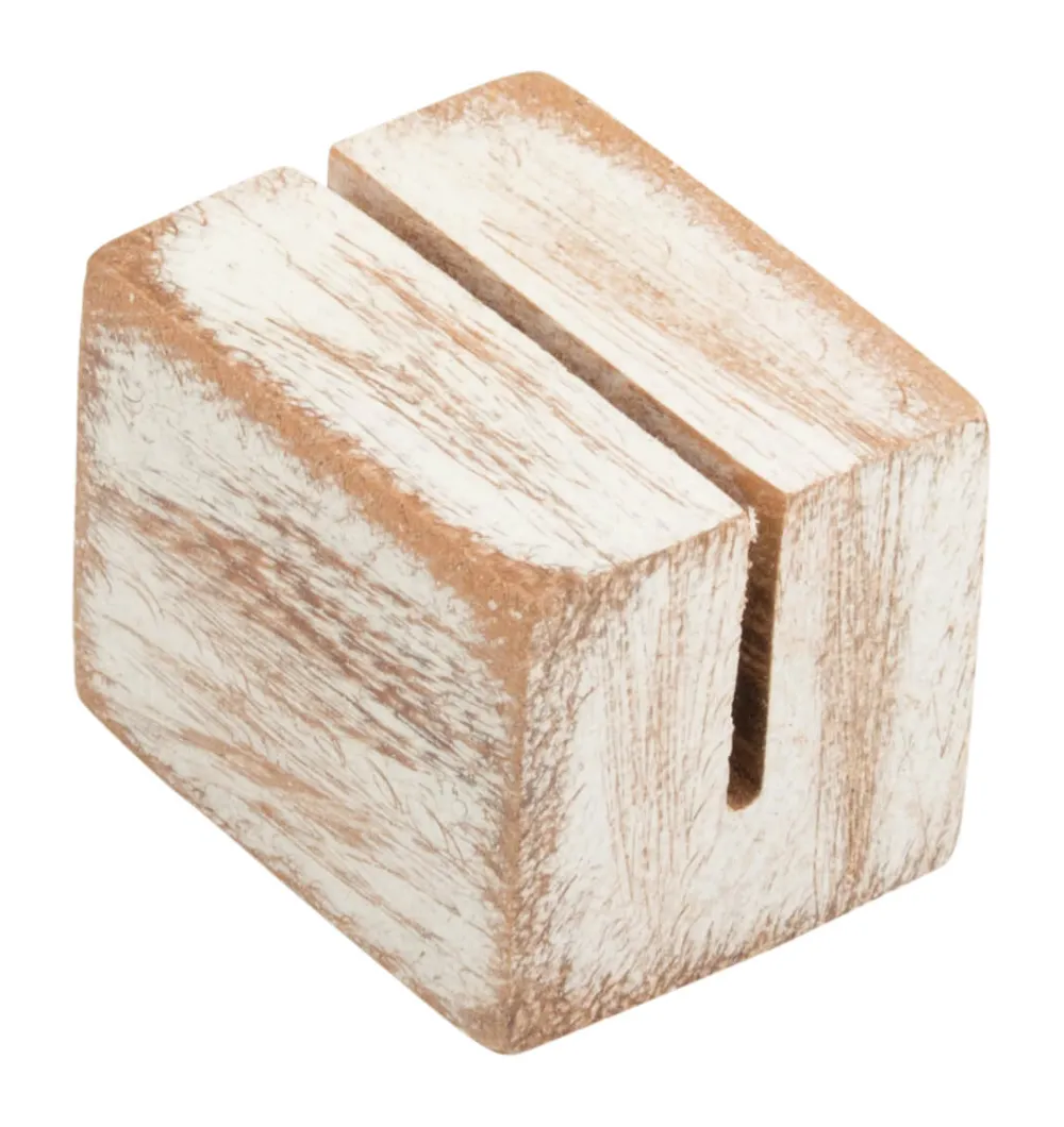 Barstuff Kartenhalter Holz mini, white wash - 3x2,5x2,5cm