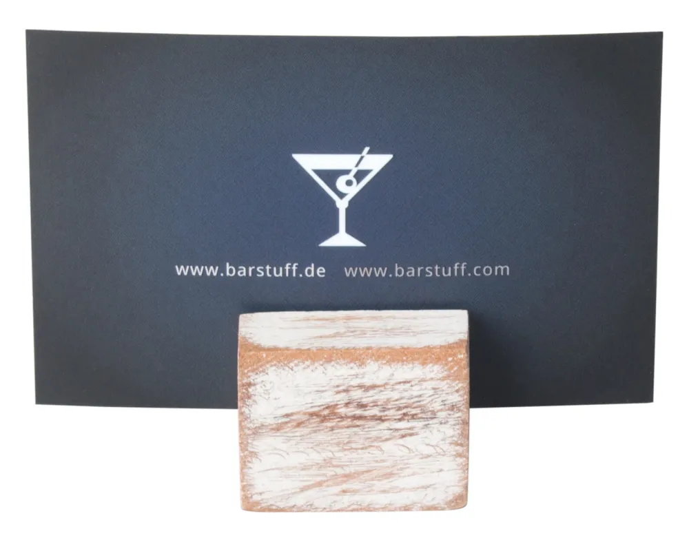 Barstuff Kartenhalter Holz mini, white wash - 3x2,5x2,5cm