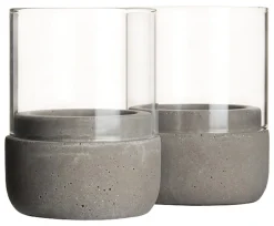 Barstuff Kerzenhalter / Windlicht, Beton und Glas - 8x6cm (2 Stk.)