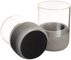 Barstuff Kerzenhalter / Windlicht, Beton und Glas - 8x6cm (2 Stk.)