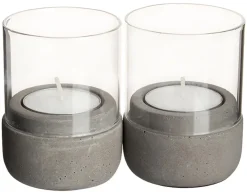 Barstuff Kerzenhalter / Windlicht, Beton und Glas - 8x6cm (2 Stk.)