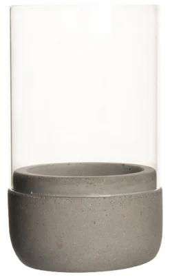 Barstuff Kerzenhalter / Windlicht, Beton und Glas - 13x7,5cm