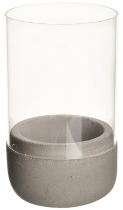 Barstuff Kerzenhalter / Windlicht, Beton und Glas - 13x7,5cm