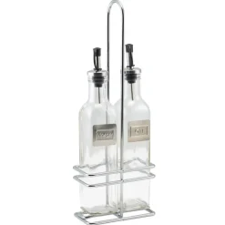 Barstuff Öl- und Essigflaschen mit Ständer - Glas, Metall