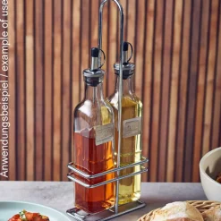 Barstuff Öl- und Essigflaschen mit Ständer - Glas, Metall