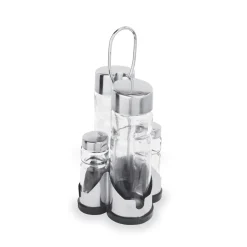 Barstuff Menage mit Behältern für Salz, Pfeffer, Essig, Öl