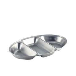 Barstuff Menüteller oval, Edelstahl, 35x21cm - 3 Fächer