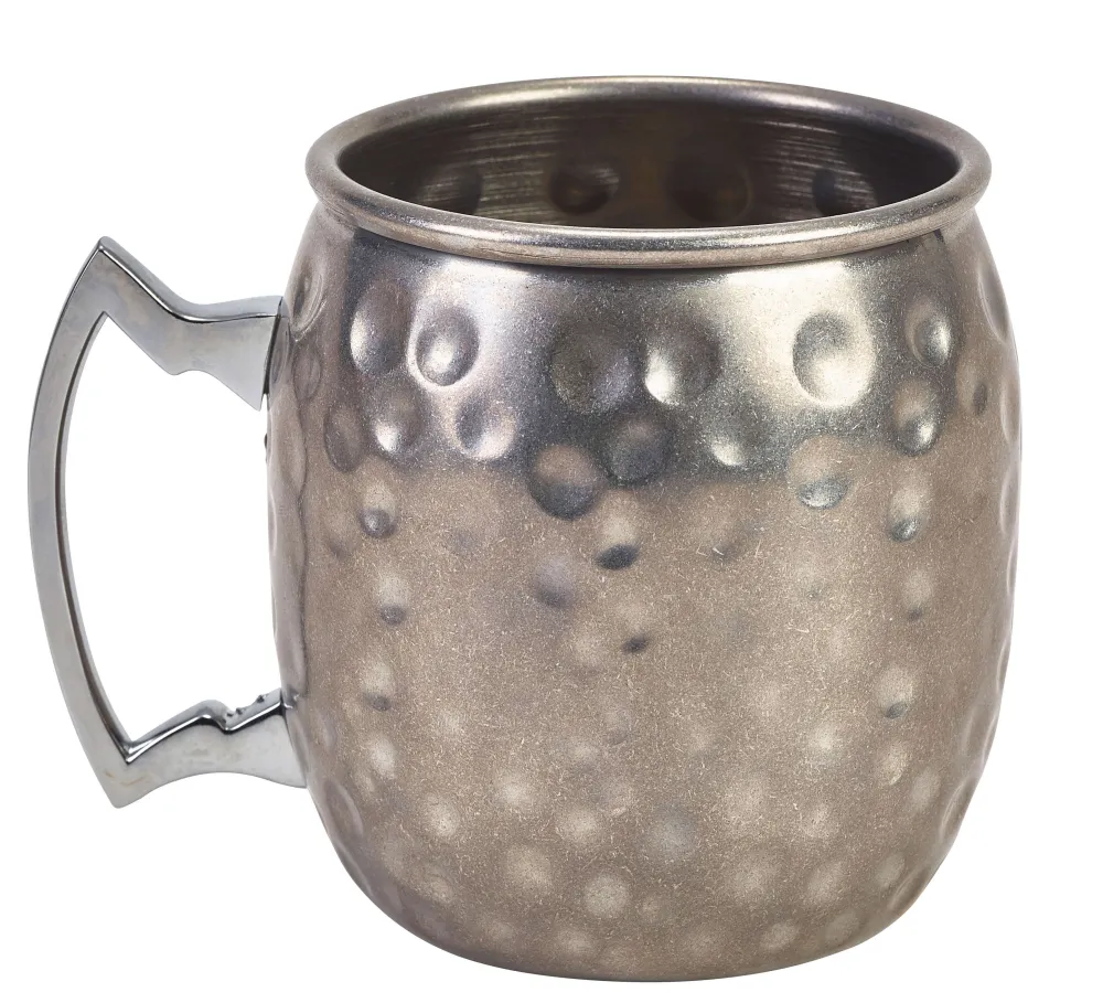 Barstuff Moscow Mule Becher, Vintage Edelstahl gehämmert - 400ml