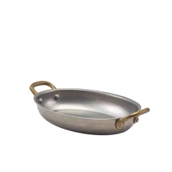 Barstuff Ovale Schale mit Henkeln, Edelstahl vintage - 18,5 x 13,5 cm (6 Stk.)