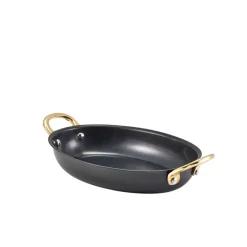 Barstuff Ovale Schale mit Henkeln, Edelstahl vintage schwarz - 18,5 x 13,5 cm (6 Stk.)