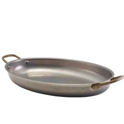 Barstuff Ovale Schale mit Henkeln, Edelstahl vintage - 34 x 23 cm (3 Stk.)