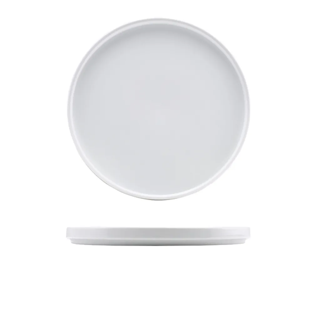 Barstuff Präsentationsteller mit niedrigem Rand Porzellan weiß – 25 cm (6 Stk.)
