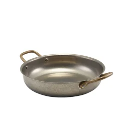 Barstuff Runde Schale mit Henkeln, Edelstahl vintage - 22x5cm (6 Stk.)