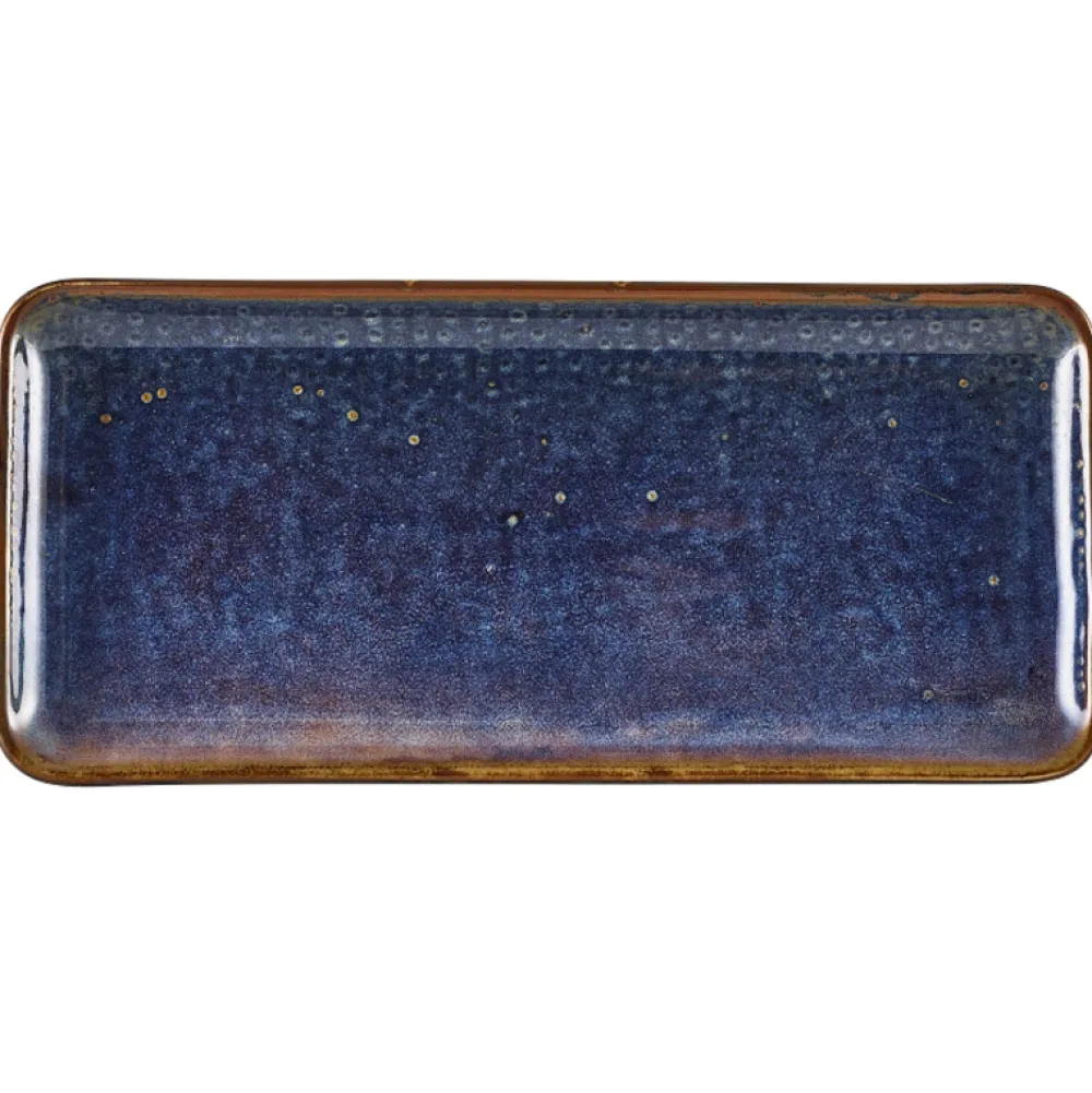 Barstuff Schmale rechteckige Platte Terra Aqua Blue – 31 × 14 cm (6 Stk.)