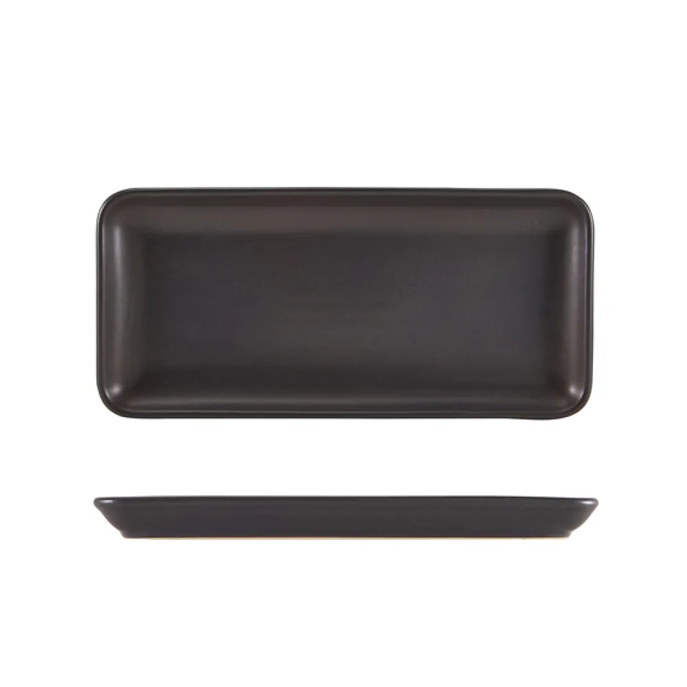 Barstuff Schmale rechteckige Platte Antigo Steingut Antikbronze – 27 x 12,5 cm (6 Stk.)
