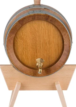 Barstuff Schnapsfass, Eiche Natur, verzinkte Fassreifen, Messinghahn - 5l
