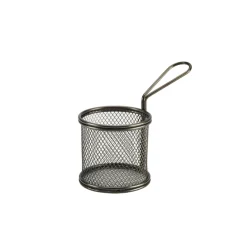 Barstuff Servierkorb, Edelstahl, rund, schwarz - 9,3x9cm (6 Stk.)