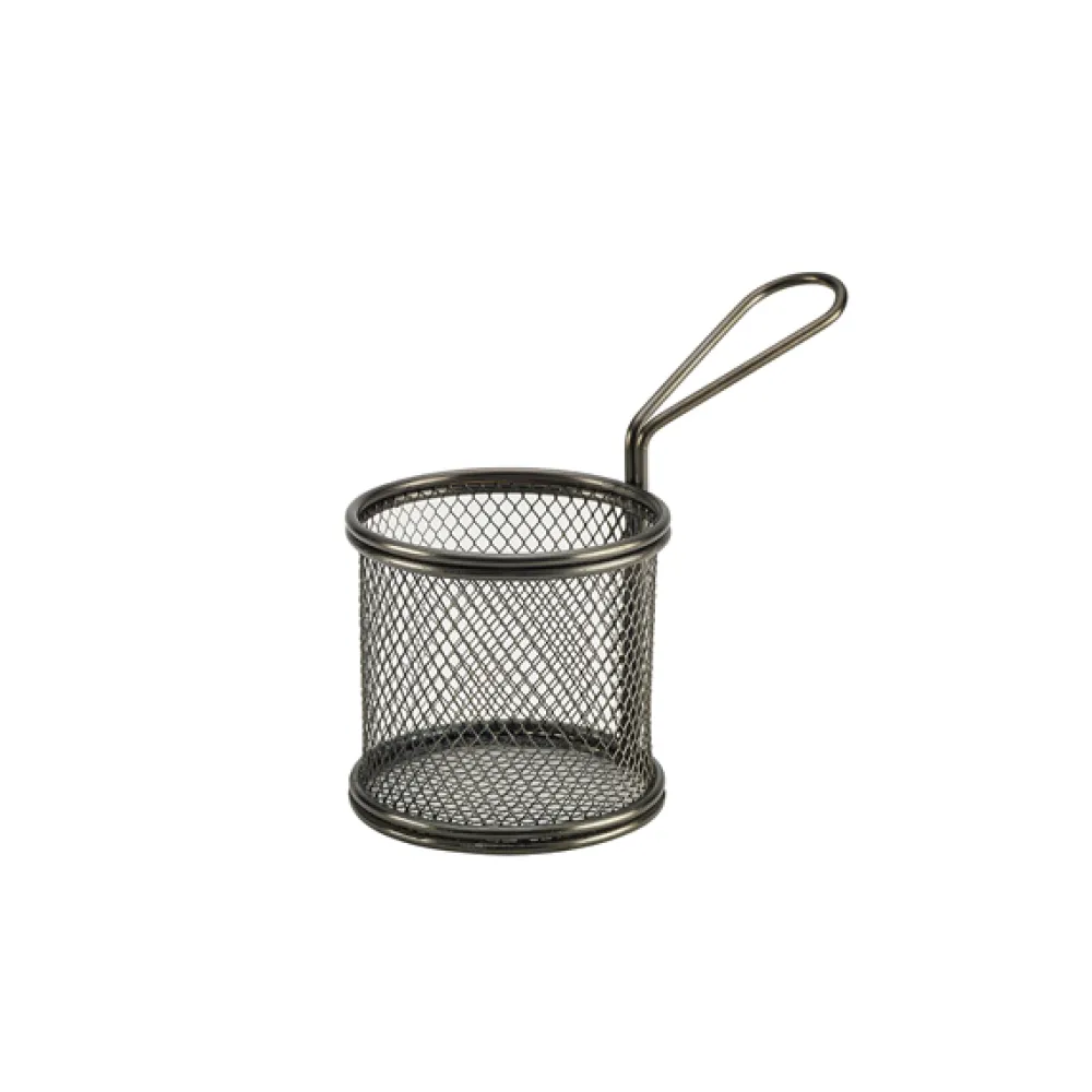 Barstuff Servierkorb, Edelstahl, rund, schwarz - 9,3x9cm (6 Stk.)