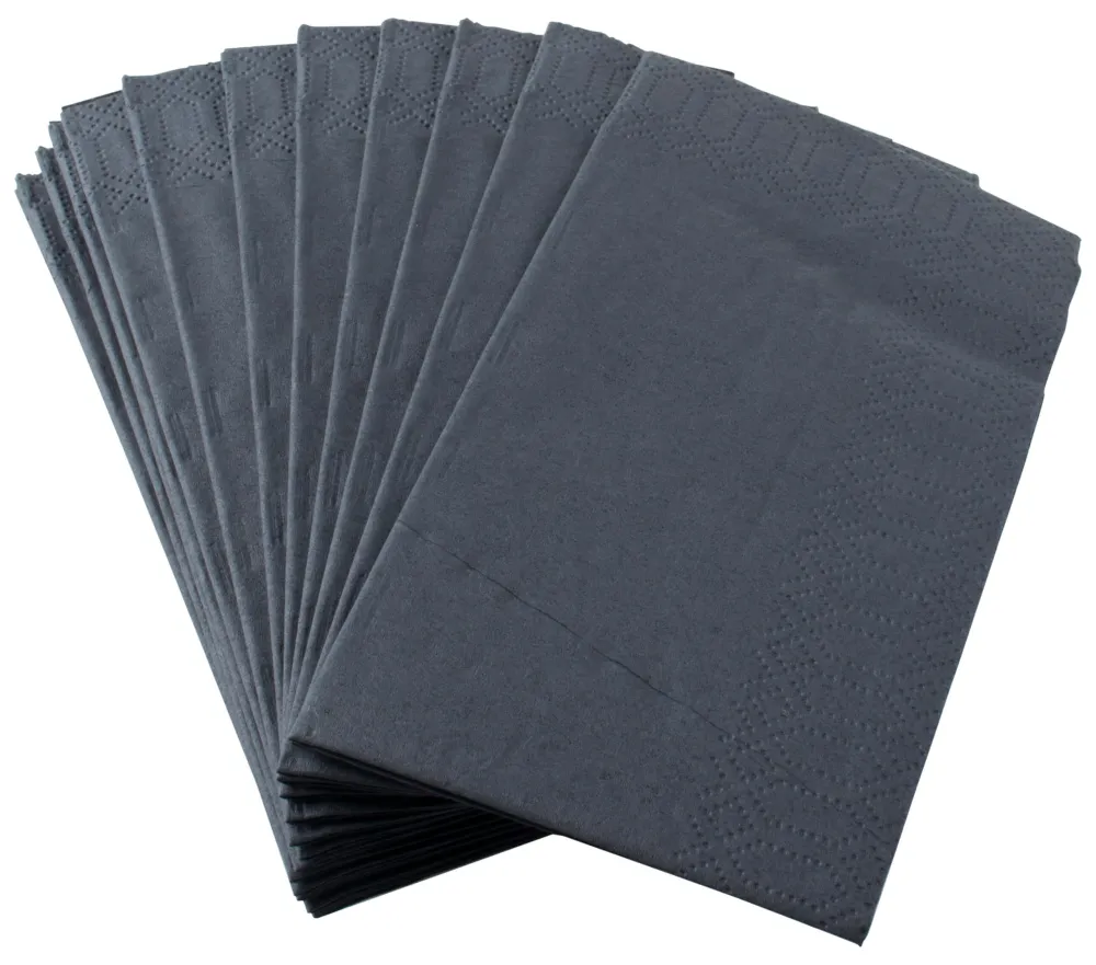 Barstuff Servietten, Duni, 33x33cm, 1/8 Falz, 3-lagig, schwarz - 250 Stk.