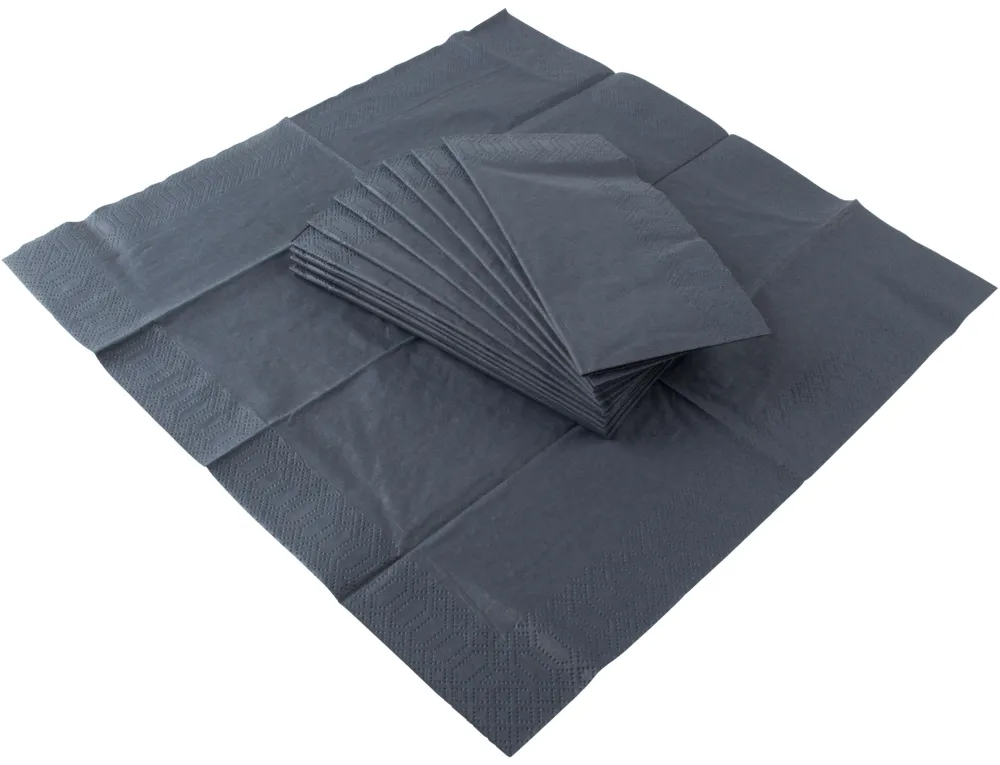 Barstuff Servietten, Duni, 33x33cm, 1/8 Falz, 3-lagig, schwarz - 250 Stk.