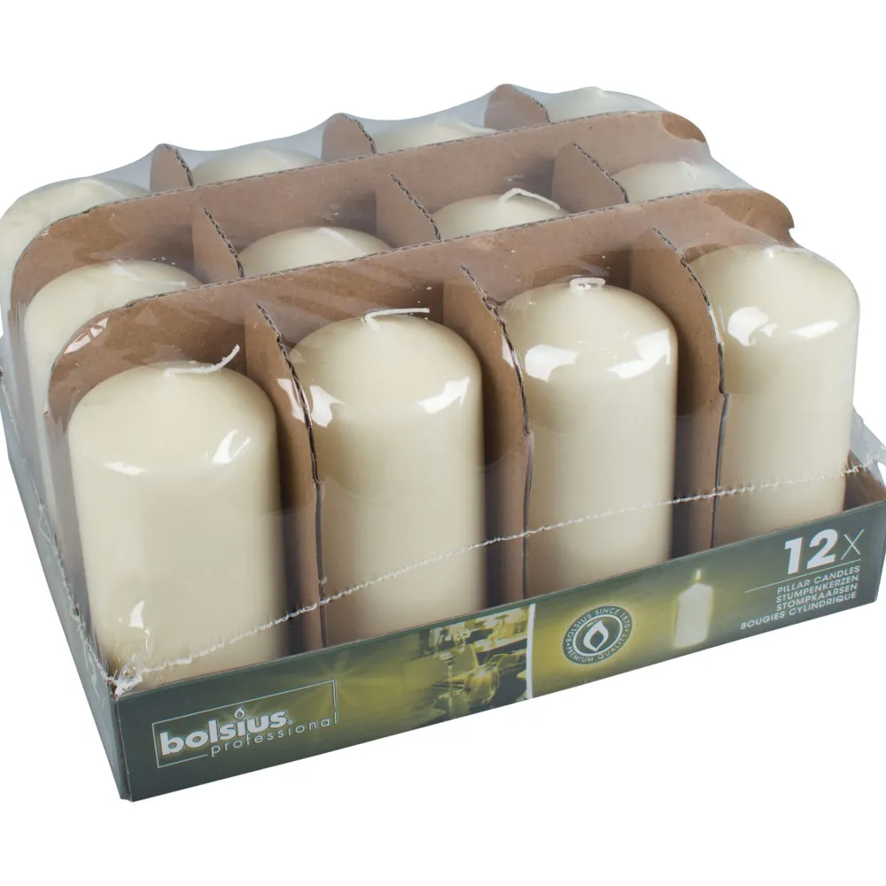 Barstuff Stumpenkerzen, Bolsius, 30 Std., 11,8x5,8cm - elfenbeinfarben (12 Stk.)