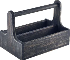 Barstuff Table Caddy / Bar Organizer, Holz, schwarz - 25x15,7x18