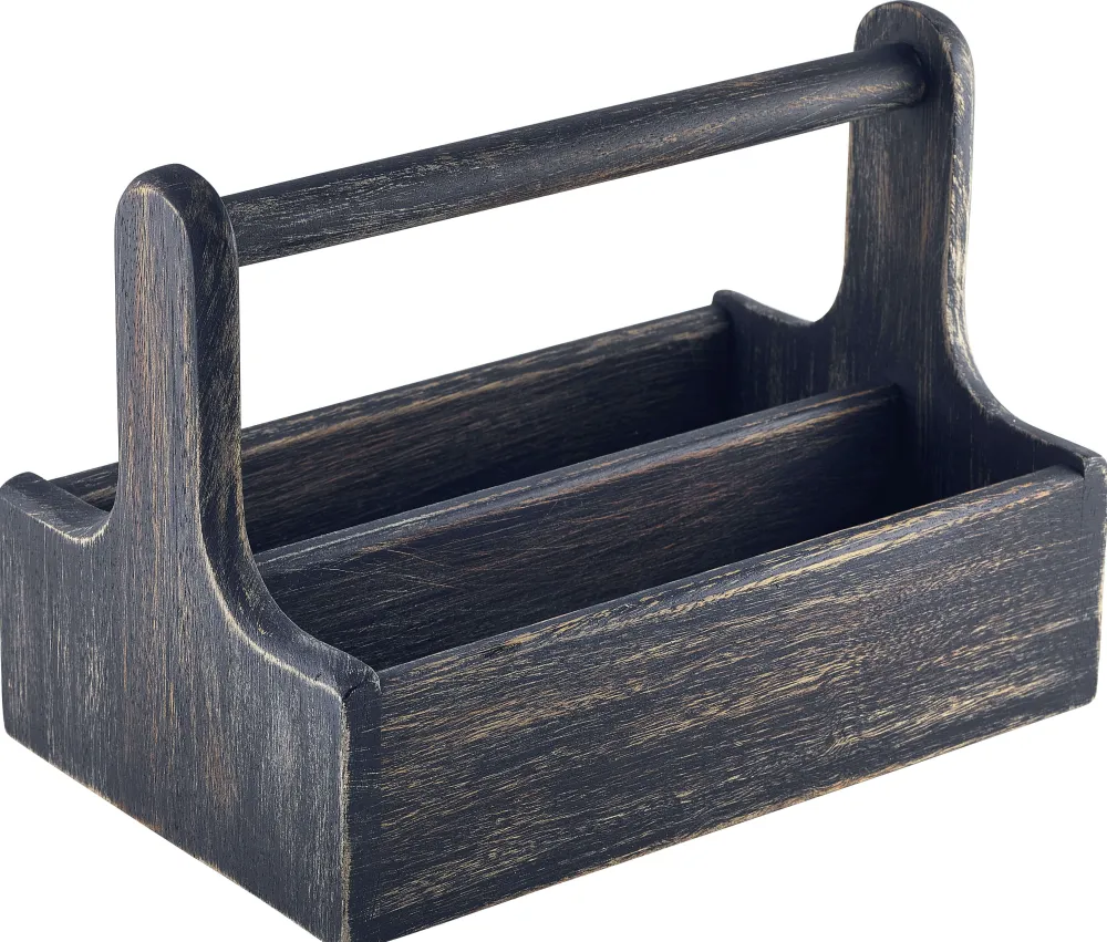 Barstuff Table Caddy / Bar Organizer, Holz, schwarz - 25x15,7x18