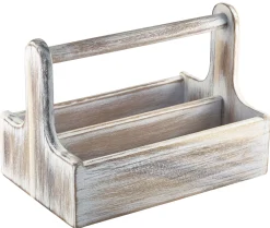Barstuff Table Caddy / Bar Organizer, Holz, weiß - 25x15,7x18cm