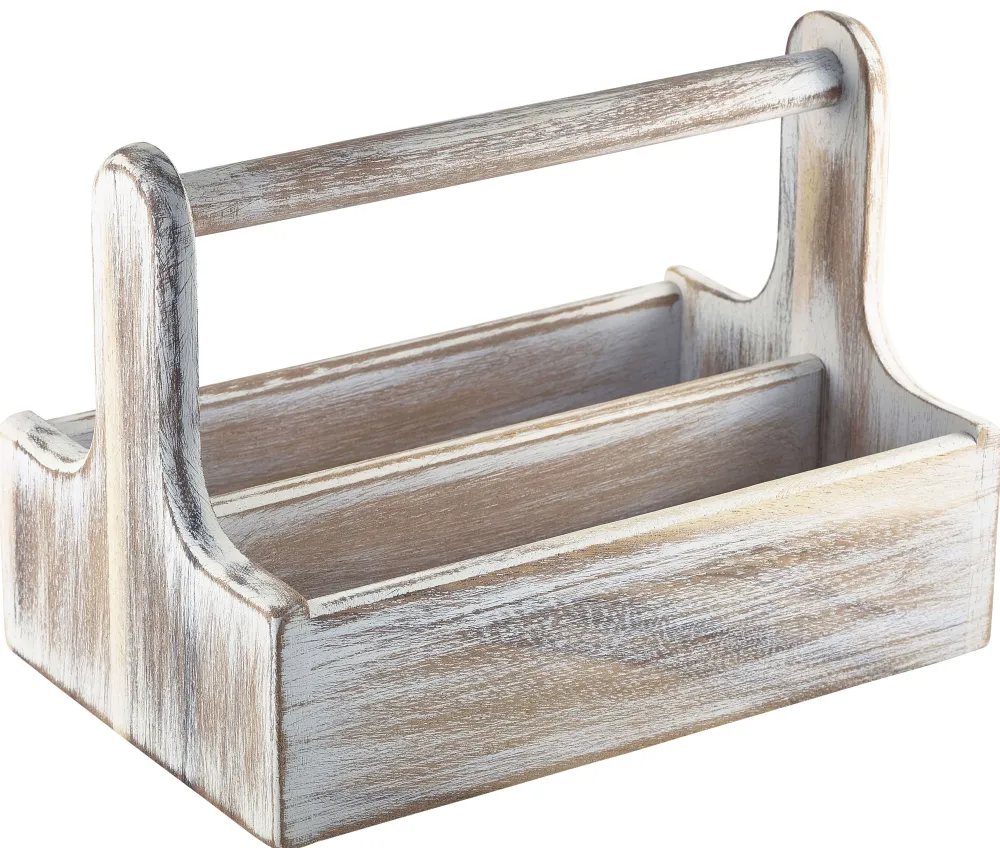 Barstuff Table Caddy / Bar Organizer, Holz, weiß - 25x15,7x18cm