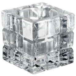 Barstuff Teelichthalter Würfelmuster eckig, transparent - 6,2x6,2x6,2cm