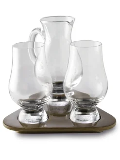Barstuff The Glencairn Whisky Tasting Set mit 2 Gläsern, Wasserkrug und Holztablett