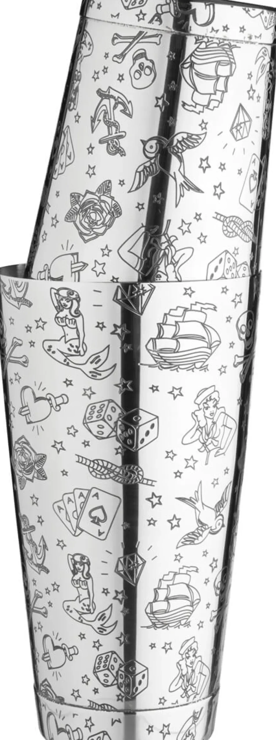 Barstuff Tin on Tin Shaker Tattoo, gewichtet, Urban Bar - Edelstahl (750ml)