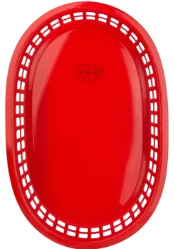 Barstuff Tischkorb rot, PE, oval - 27x17,5x3,5cm
