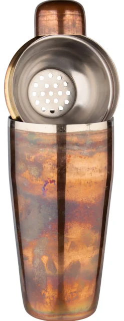 Barstuff 3-tlg. Cocktail Shaker, Edelstahl, Vintage-Kupferoptik - 700ml