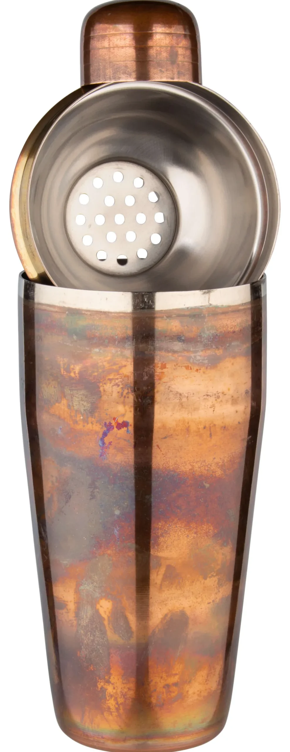 Barstuff 3-tlg. Cocktail Shaker, Edelstahl, Vintage-Kupferoptik - 700ml