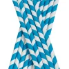Barstuff Trinkhalme, Papier (8x255mm) - blau-weiß gestreift