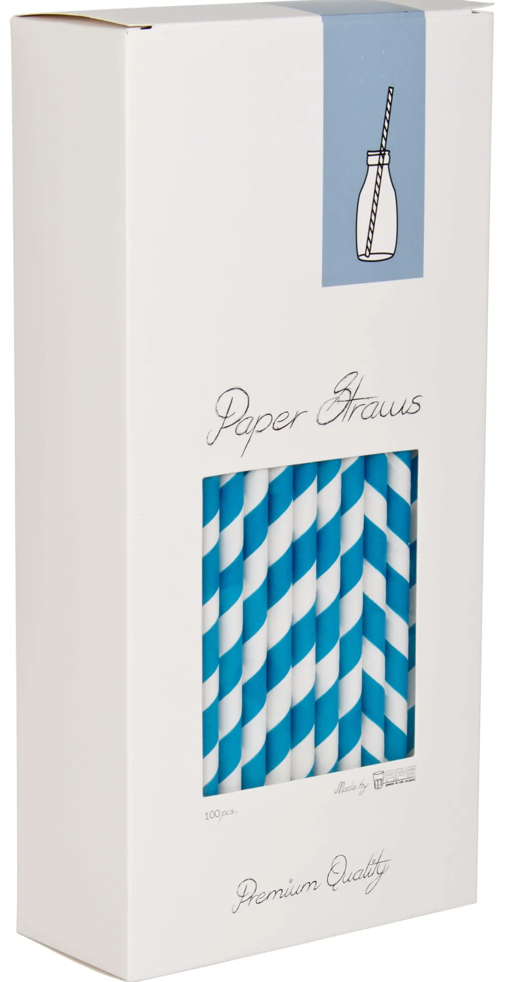 Barstuff Trinkhalme, Papier (8x255mm) - blau-weiß gestreift