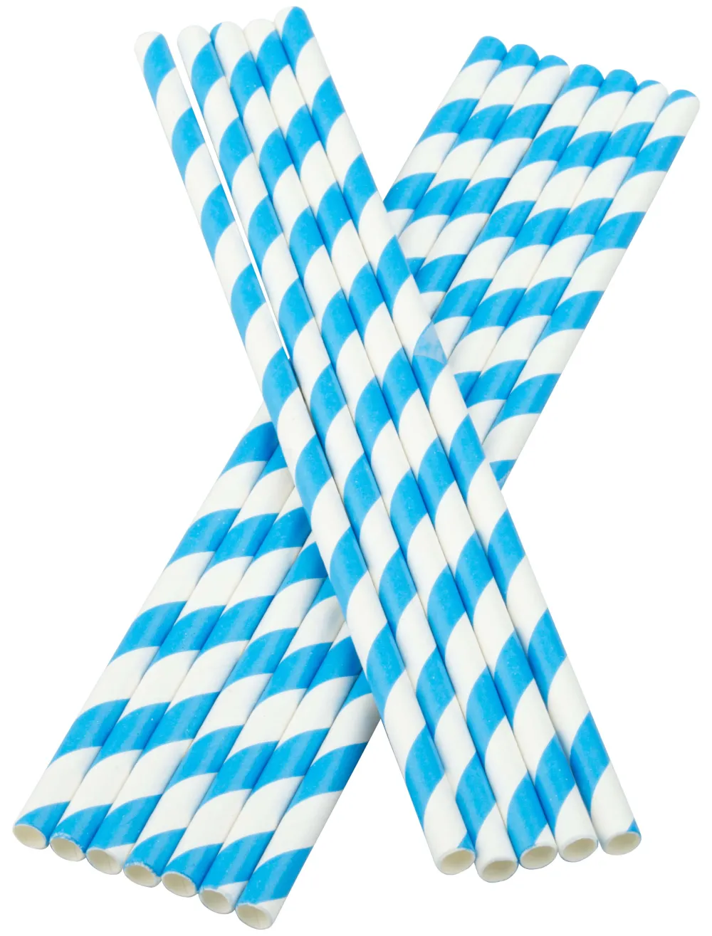 Barstuff Trinkhalme, Papier (6x195mm) - blau-weiß gestreift (100 Stk.)