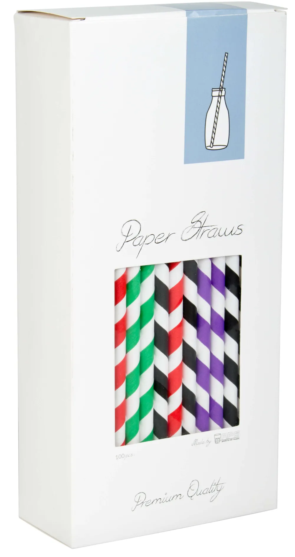 Barstuff Trinkhalme, Papier (8x255mm) - bunt gestreift