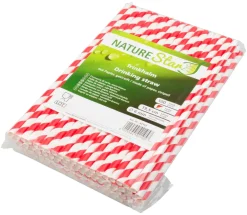 Barstuff Trinkhalme, Papier (6x195mm) - rot-weiß gestreift (100 Stk.)