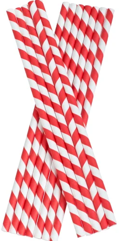 Barstuff Trinkhalme, Papier (8x255mm) - rot-weiß gestreift