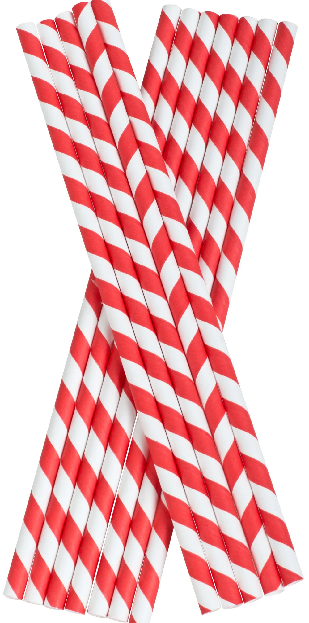 Barstuff Trinkhalme, Papier (8x255mm) - rot-weiß gestreift