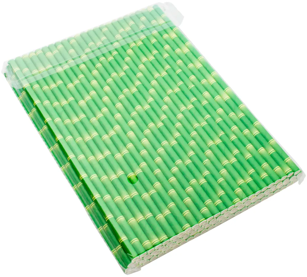 Barstuff Trinkhalme, Papier (210x6mm), Bambus-Optik - 100Stk.