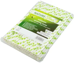 Barstuff Trinkhalme, Papier (6x195mm), Punkte (grün-weiß) - 100 Stk.