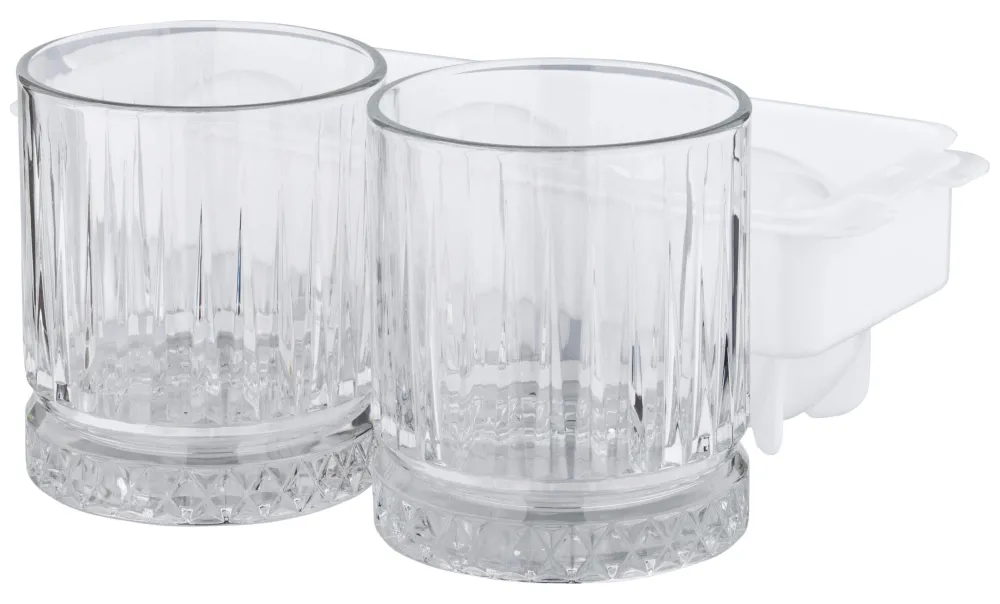Barstuff Whisky Ice Ball Set - 2 Whiskygläser + Kugel-Eisform