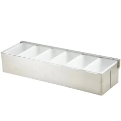 Barstuff Zutatenbehälter Edelstahl - 6 Fächer (44,3x14x9 cm)